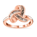 Natural Champagne Diamond Knot Ring in Vermeil RG Over Sterling Silver (Size 11.0) 0.25 ctw - Sticky add to cart bar