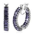Tanzanite Color Crystal Inside Out Hoop Earrings in Platinum Over Sterling Silver - Sticky add to cart bar