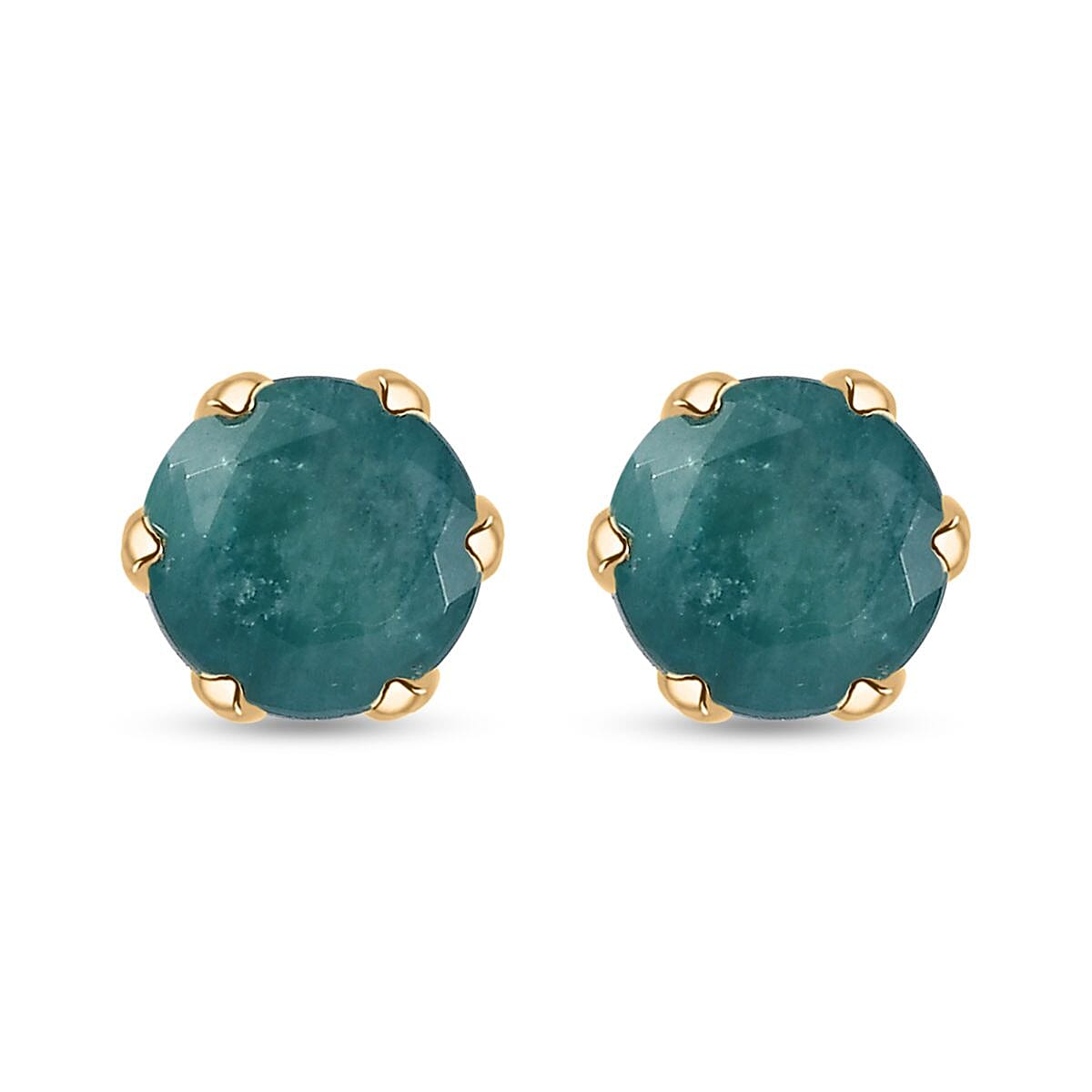 Luxoro 10K Yellow Gold Premium Grandidierite Solitaire Stud Earrings 1.80 ctw