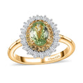 Premium Tsavorite Garnet, Yellow Sapphire, Diamond (0.18 cts) Sunburst Ring in Vermeil YG Over Sterling Silver (Size 10.0) 1.20 ctw - Sticky add to cart bar