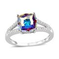 Aurora Borealis Crystal, Simulated Diamond Ring in Platinum Over Sterling Silver (Size 10.0) 0.30 ctw - Sticky add to cart bar