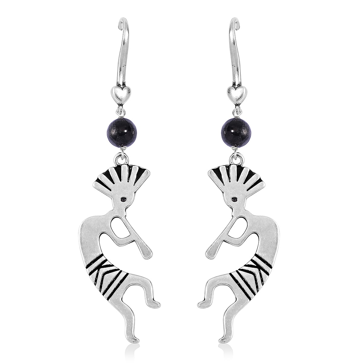 Shungite 5.00 ctw Kokopelli Earrings in ION Plated Copper