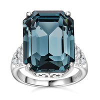 Indian Sapphire Color Crystal, Simulated Diamond Ring in Platinum Over Sterling Silver (Size 10.0) 0.70 ctw