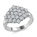 White Crystal Cluster Ring in Stainless Steel (Size 10.0) - Sticky add to cart bar