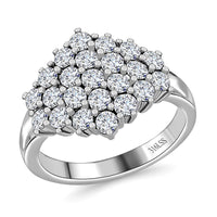 White Crystal Cluster Ring in Stainless Steel (Size 10.0)