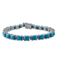 TLV Sleeping Beauty Turquoise, Malgache Neon Apatite Bracelet in Platinum Over Sterling Silver (6.50 In) 14.50 ctw