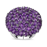 African Amethyst 12.75 ctw Floral Ring in Platinum Over Copper (Size 7.0)