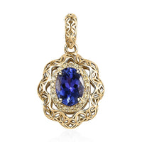 Mirage Collection 10K Yellow Gold AAA Tanzanite and Natural Yellow Diamond I3 Pendant 1.15 ctw