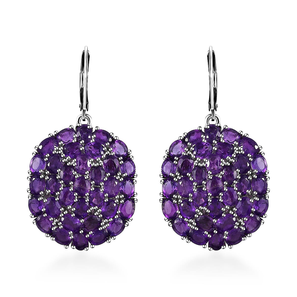 African Amethyst 14.00 ctw Lever Back Earrings in Platinum Over Copper with Magnet