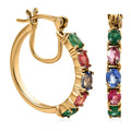 Multi Gemstone Hoop Earrings in Vermeil Yellow Gold Over Sterling Silver 2.25 ctw - Sticky add to cart bar