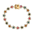GP Celestial Dream Collection Premium Multi-Tourmaline and White Zircon 7.15 ctw Bracelet in Vermeil Yellow Gold Over Sterling Silver (7.25 In) - Sticky add to cart bar