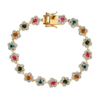 GP Celestial Dream Collection Premium Multi-Tourmaline and White Zircon 7.15 ctw Bracelet in Vermeil Yellow Gold Over Sterling Silver (7.25 In)