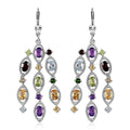 TLV Multi Gemstone Chandelier Earrings in Platinum Over Sterling Silver 8.10 ctw - Sticky add to cart bar