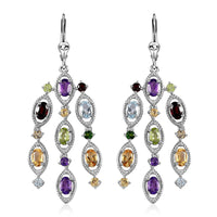 TLV Multi Gemstone Chandelier Earrings in Platinum Over Sterling Silver 8.10 ctw
