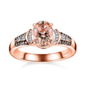 One Time Only Premium Pink Morganite, Natural Champagne and White Diamond (0.25 cts) Ring in Vermeil RG Over Sterling Silver (Size 7.0) 1.50 ctw - Sticky add to cart bar