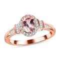Premium Pink Morganite, Diamond (0.20 cts) Halo Ring in Vermeil RG Over Sterling Silver (Size 7.0) 0.90 ctw - Sticky add to cart bar