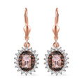 D'Joy Premium Pink Morganite, Brown and White Zircon Lever Back Earrings in Vermeil Rose Gold Over Sterling Silver 2.10 ctw - Sticky add to cart bar