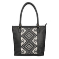 Black Genuine Leather and Colorful Fabric Shoulder Bag (11.4"x4.72"x11.8") - Sticky add to cart bar
