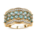 Betroka Blue Apatite and Moissanite Cluster Ring in Vermeil Yellow Gold Over Sterling Silver (Size 5.0) 2.65 ctw - Sticky add to cart bar