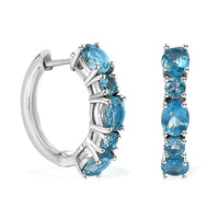Betroka Blue Apatite Hoop Earrings in Platinum Over Sterling Silver 2.70 ctw