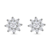 Moissanite (Rnd 5mm) Halo Stud Earrings in Platinum Over Sterling Silver 1.85 ctw