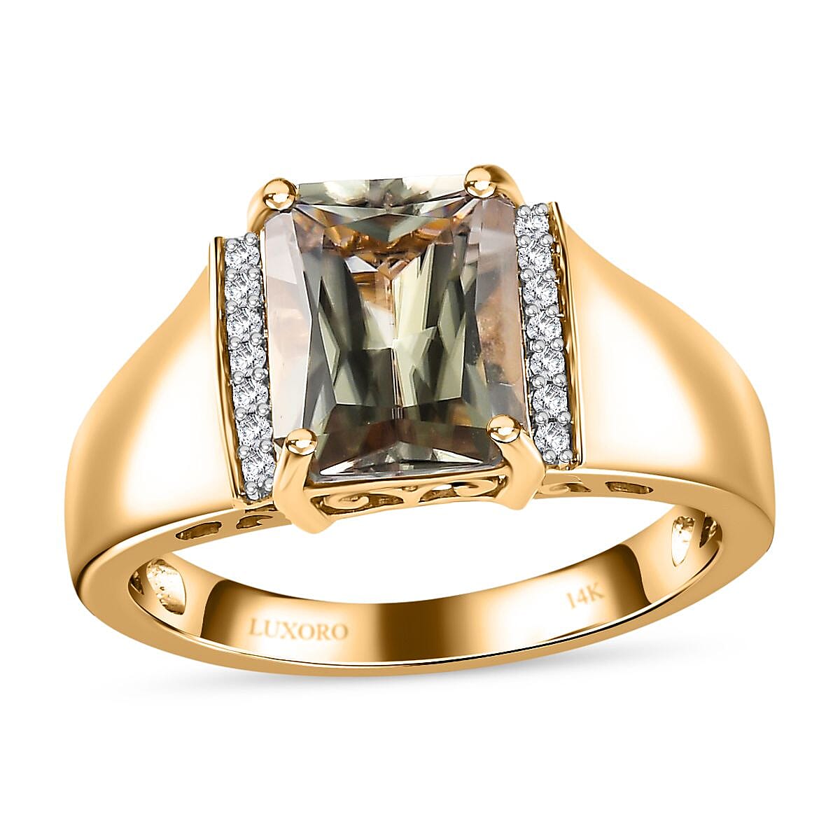 Certified & Appraised Luxoro 14K Yellow Gold AAA Turkizite and I2 Diamond Men's Ring (Size 10.0) 5.75 Grams (Del. in 10-12 Days) 4.10 ctw