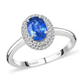 Certified and Appraised ILIANA 18K White Gold AAA Royal Ceylon Sapphire and G-H SI Diamond Double Halo Ring 3.40 Grams 1.25 ctw - Sticky add to cart bar