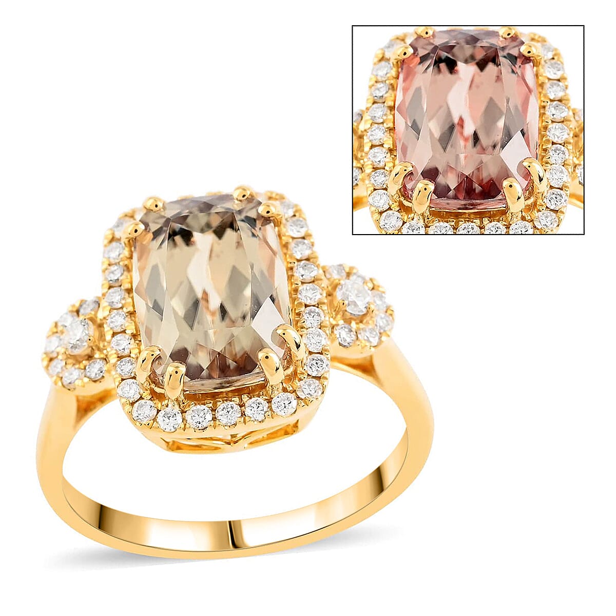Certified & Appraised ILIANA 18K Yellow Gold AAA Turkizite and G-H SI Diamond Halo Ring 4.15 Grams 3.25 ctw