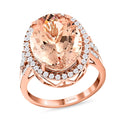 Certified & Appraised ILIANA 18K Rose Gold AAA Marropino Morganite and G-H SI Diamond Halo Ring 6.60 Grams 12.70 ctw - Sticky add to cart bar