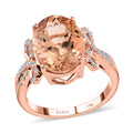 Certified & Appraised ILIANA 18K Rose Gold AAA Marropino Morganite and G-H SI Diamond Ring 5.35 Grams 6.20 ctw - Sticky add to cart bar
