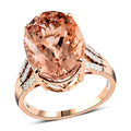 Certified & Appraised ILIANA 18K Rose Gold AAA Marropino Morganite and G-H SI Diamond Ring (Size 10.0) 6.40 Grams 12.40 ctw - Sticky add to cart bar