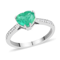 Certified & Appraised RHAPSODY 950 Platinum AAAA Boyaca Colombian Emerald and E-F VS Diamond Ring 3.75 Grams 1.50 ctw