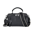 Black Genuine Leather Crossbody Bag with Multiple Pockets (9.8"x5"x3.6") - Sticky add to cart bar