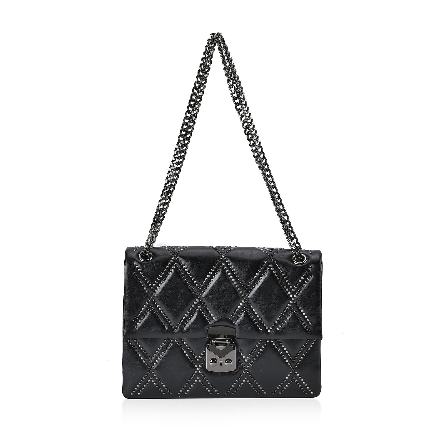 Black Genuine Leather Crossbody Bag (11.4"x7.9"x6.3") With Shoulder Strap