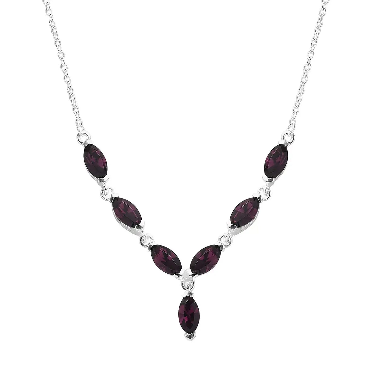 Designer Premium Foilback Amethyst Color Austrian Crystal Necklace 18 Inches in Sterling Silver