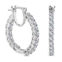 Moissanite Inside Out Hoop Earrings in Platinum Over Sterling Silver 2.75 ctw