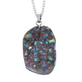 Magic Color Plated Drusy Quartz Pendant Necklace 20 Inches - Sticky add to cart bar