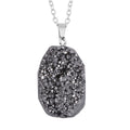Silver Color Plated Drusy Quartz Pendant Necklace 20 Inches in Stainless Steel 85.00 ctw - Sticky add to cart bar