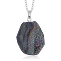 Magic Color Plated Drusy Quartz Pendant Necklace 20 Inches in Stainless Steel 85.00 ctw - Sticky add to cart bar