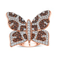 GP White and Brown Zircon Butterfly Ring in Vermeil Rose Gold Over Sterling Silver (Size 10.0) 3.50 ctw - Sticky add to cart bar