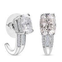 TLV Moissanite (Cush 8x6mm) J-Hoop Earrings in Platinum Over Sterling Silver 3.35 ctw
