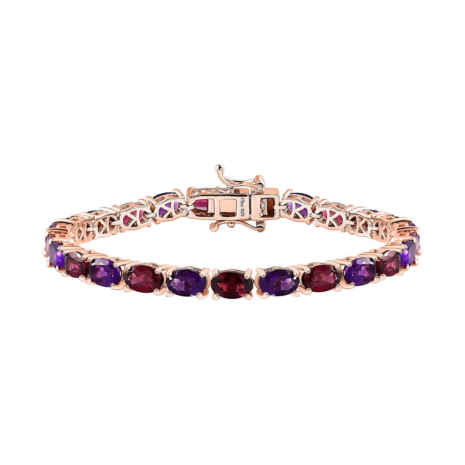 Premium Orissa Rhodolite Garnet, Amethyst Bracelet in Vermeil RG Over Sterling Silver (6.50 In) 11.50 ctw