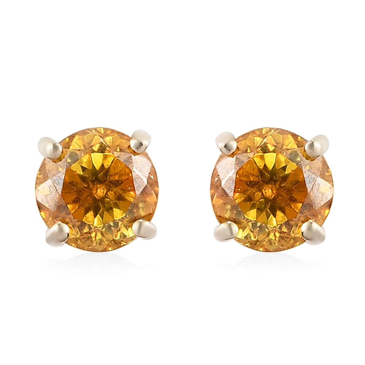 Luxoro 10K Yellow Gold Premium Picos Altos Orange Sphalerite Solitaire Stud Earrings 1.35 ctw