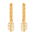 24K Yellow Gold Electroform Floral Hoop Earrings 2.10 Grams - Sticky add to cart bar
