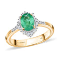 Luxoro 10K Yellow Gold Premium Ethiopian Emerald and G-H I3 Diamond Halo Ring (Size 10.0) 1.40 ctw - Sticky add to cart bar