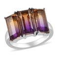 Ametrine Quartz (Triplet) 3 Stone Ring in Stainless Steel (Size 6.0) 5.75 ctw - Sticky add to cart bar