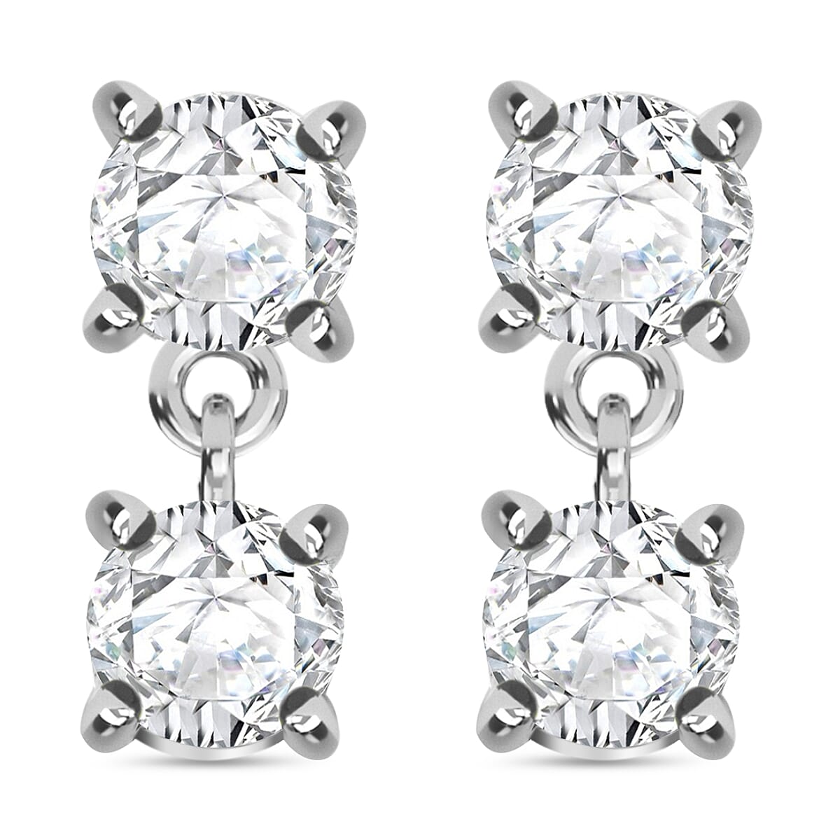 18K White Gold G-H SI Diamond Earrings 1.60 ctw