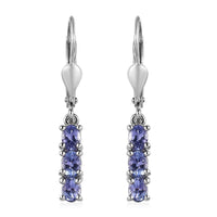 Tanzanite Lever Back Earrings in Platinum Over Sterling Silver 1.10 ctw