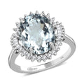 Luxoro 10K White Gold Premium Mangoro Aquamarine, Diamond (0.30 cts) Sunburst Ring (Size 10.0) 4.35 ctw - Sticky add to cart bar