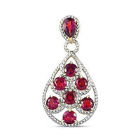 Rhodolite Garnet Cluster 2.96 ctw Pendant in Vermeil YG Over Sterling Silver